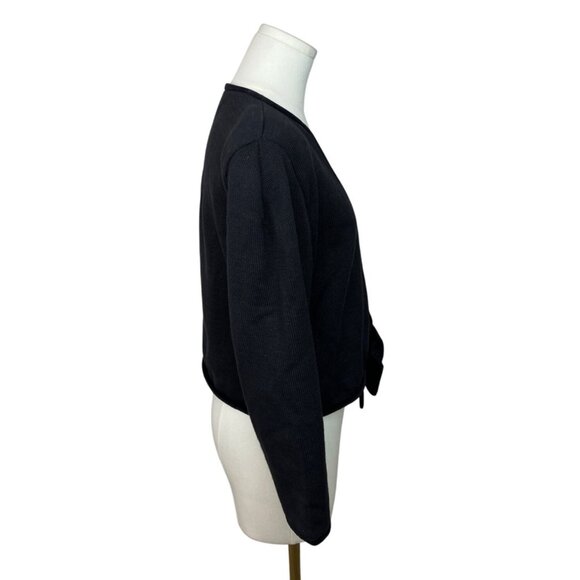 Vintage Cullinane Black Cardigan Sweater with Velvet Bow Detail Sz S - Picture 2 of 8